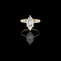 Marquise Cut Pave Moissanite Diamond Solitaire Engagement Ring
