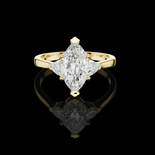 Engagement lab Diamond Ring With Side stone Marquise And Trillion