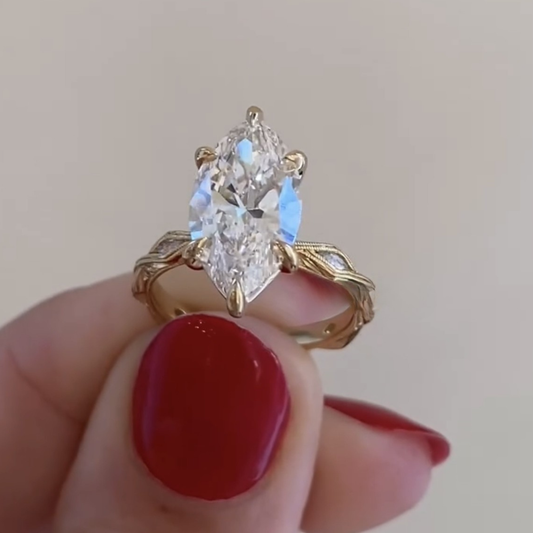 Marquise Cut Lab Grown Diamond Vintage Engagement Ring