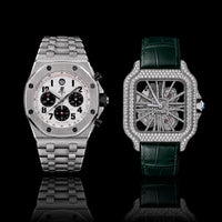 Masterpiece Dual Time Collection Skeleton Moissanite Diamond Artistry And Precision Chronograph Excellence