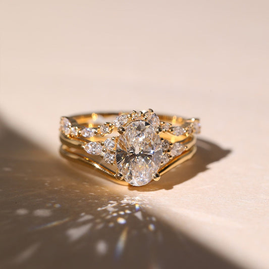 Oval Lab Grown Diamond Wedding Bridal Ring Set