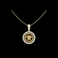 Greek Key Pattern Statement Charm Featuring Round Moissanite