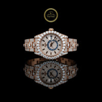 Full Iced Out Two-Tone Moissanite Diamond Watch with Big Date & 24-Hour Dial
