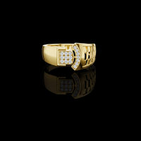 Lab Grown Diamond Signet Ring with Square Cluster Accent