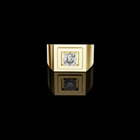 Round Cut Solitaire Lab Grown Square Signet Statement Ring