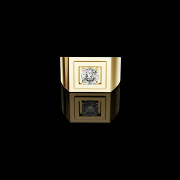 0.85 TCW Bold Square Frame Lab Diamond Ring with Bezel-Style Setting in Cushion Cut For Her