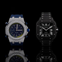 Midnight Diamond Prestige Collection Full Pavé Diamond Chronograph Black Luxury Timepiece Duo