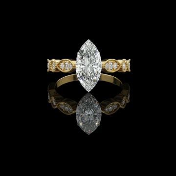 0.82 CT Marquise Cut Moissanite Diamond Vintage Ring Halo Milgrain Design by Ivevar Luxury