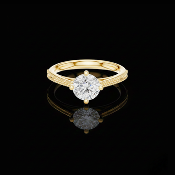 0.85 TCW Classic Round Brilliant Moissanite Diamond Milgrain Solitaire Engagement Minimalist Luxury Ring for Her