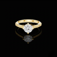 Round Cut Lab Grown Diamond Milgrain Solitaire Engagement Ring