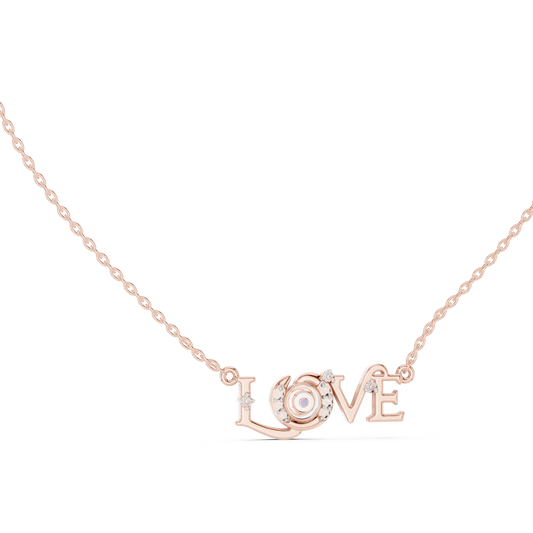 LOVE Alphabet Typography Pendant Encrusted with Brilliant Cut Lab Diamonds
