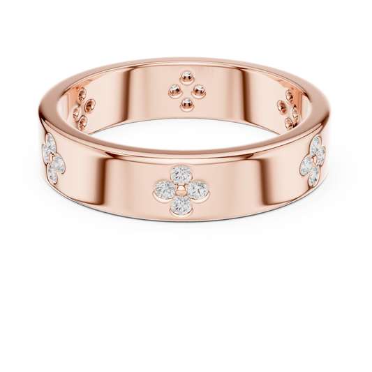 Round Cut Lab Grown Diamond Men's Four Leaf Clover Wedding Band