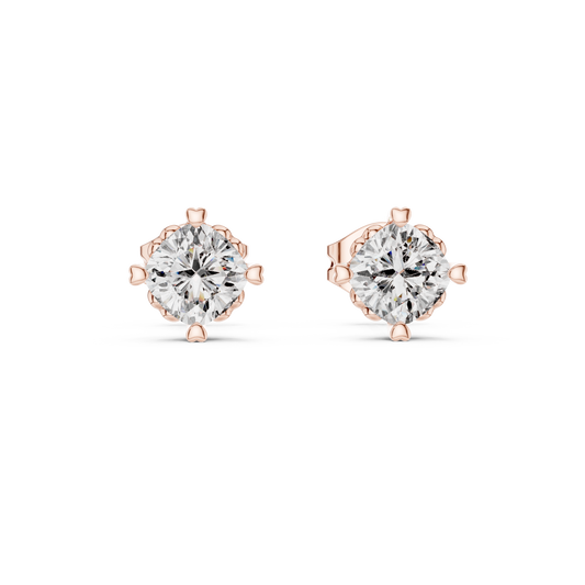 Classic Cushion Cut Lab Diamond Stud Earrings with Four Prong Basket Setting