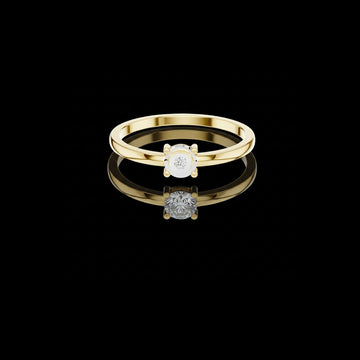 0.018 TCW Pure Aura Minimal Solitaire Moissanite Diamond Ring with Bezel Inspired Setting For Gift