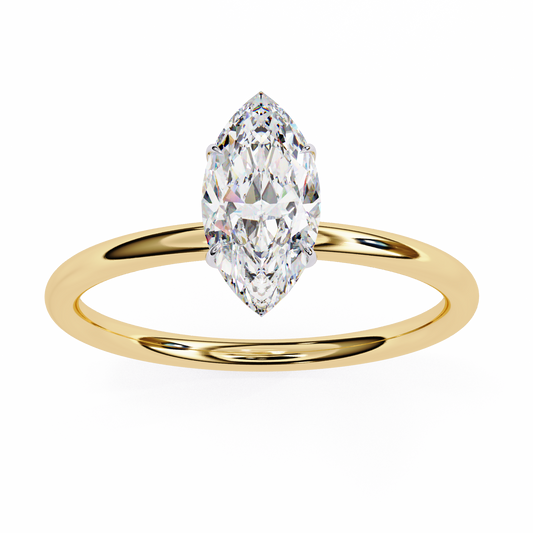 Marquise Cut Moissanite Diamond Solitaire Engagement Ring With Six Prong
