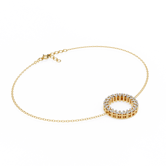 Minimalist Open Circle Round Lab Diamond Bracelet