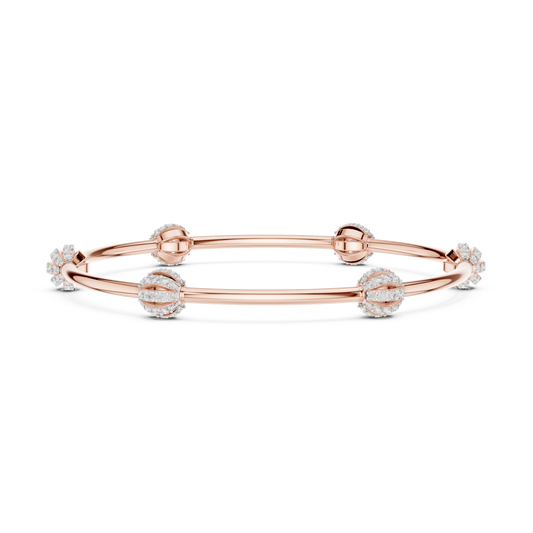 Round Moissanite Diamond Bracelet with Pave Studded Orb Accents