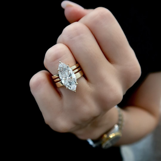 Marquise Cut Lab Grown Diamond Triple Band Wedding Ring