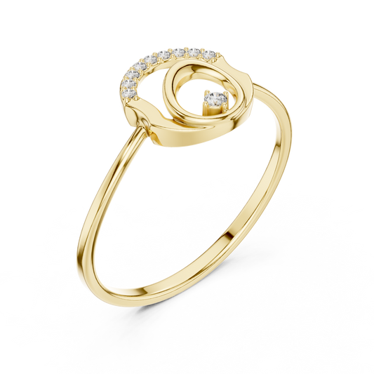 Open Circle Minimalist Ring With Round Lab Diamond Pave