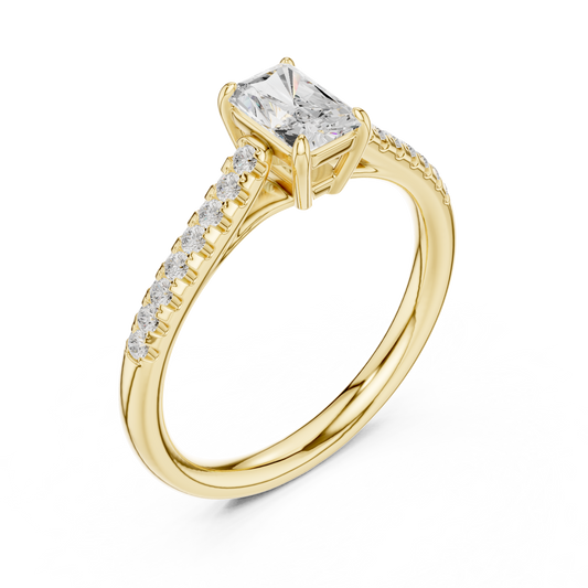 0.66 CT Dazzling Radiant Cut Lab Grown Diamond Pave Shank Engagement Ring For Her