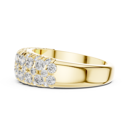 Triple Row Round Cut Lab Grown Diamond Wedding Band Ring