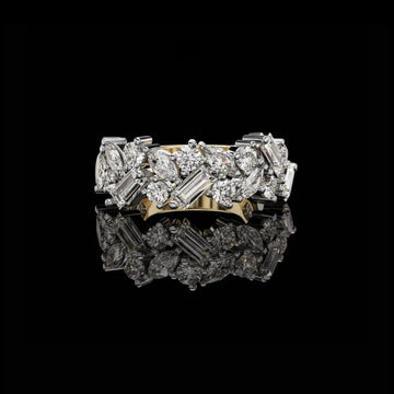 1.60 CT Wearable Cluster Art Lab Grown Mixed-Cut Diamond Band For Everlasting Love