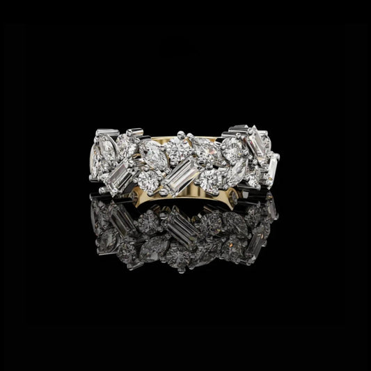 1.60 CT Wearable Cluster Art Lab Grown Mixed-Cut Diamond Band For Everlasting Love