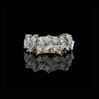 Mixed Cut Moissanite Diamond Cluster Statement Ring