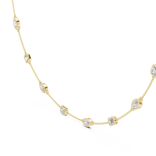 Marquise & Emerald Cut Bezel Moissanite Diamond Necklace