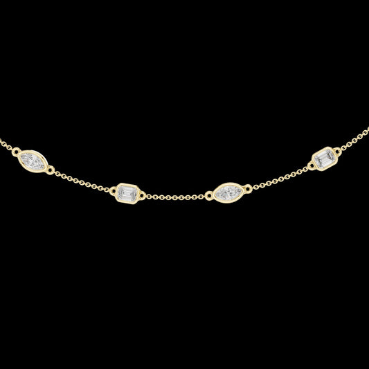 1.40 CT Charming Moissanite Mixed Cut Diamond Station Necklace Modern Minimalism with Sparkle