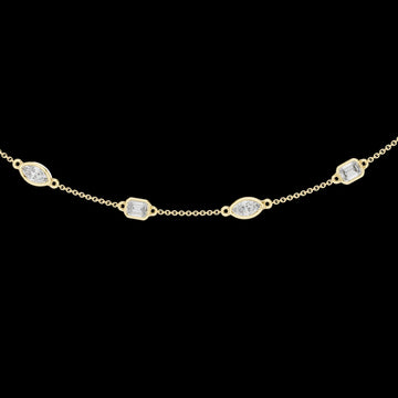 Marquise & Emerald Cut Bezel Moissanite Diamond Necklace