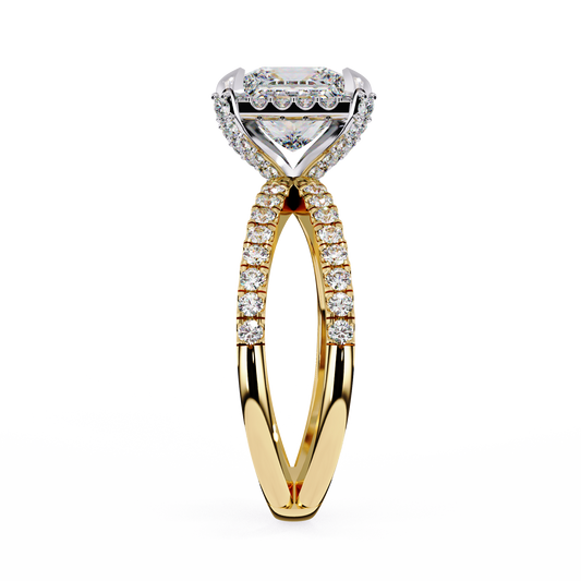 2.03 CT Princess-Cut Double Band Halo Lab Grown Diamond Ring Luxury Bridal Jewelry by Ivevar Luxury