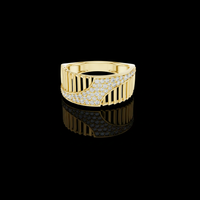 Lab Grown Diamond Pavé Crossover Ribbed Band Statement Ring