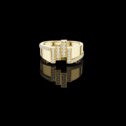 0.39 TCW Exclusive Round Lab Grown Diamond with Multi Row Pave Detailing Premium Designer Statement Ring