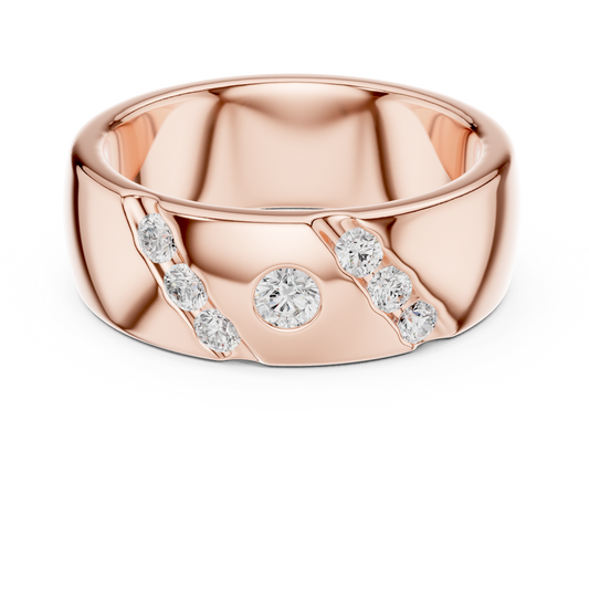 Round Cut Lab Grown Diamond Men's Swirl Channel Set Heavy Statement Ring