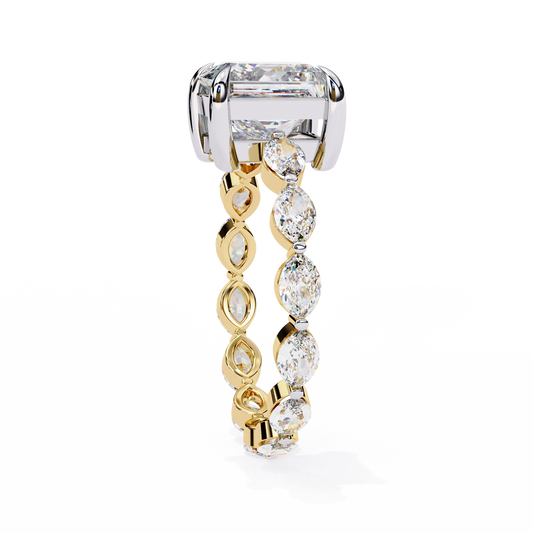 Princess Cut Lab Diamond Pave Band Anniversary Ring