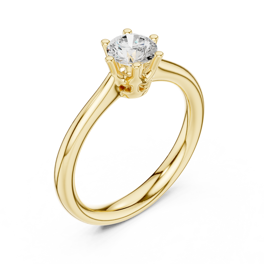 Round Cut Moissanite Diamond Delicate Solitaire Engagement Ring