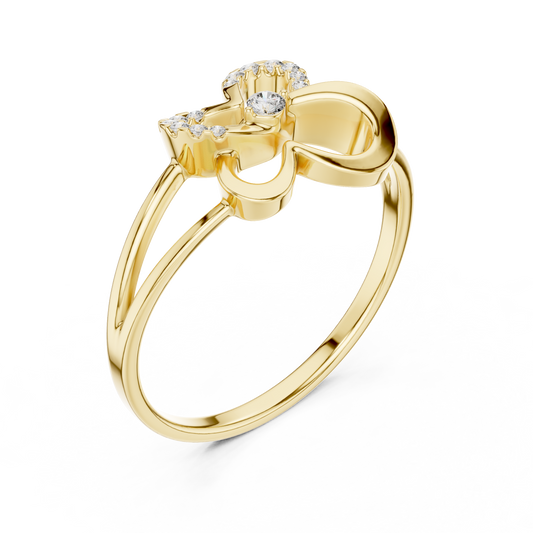 Moissanite Diamond Butterfly Open Ring with Pave Accents