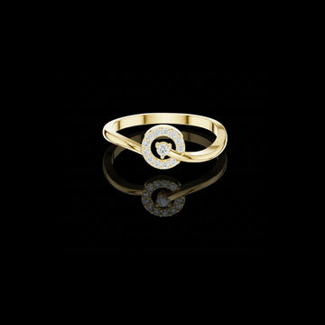 0.09 TCW Nobleline Moissanite Diamond Swirl Round Ring With Circular Halo Bypass Design for Women