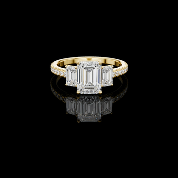 1.75 CT Luxurious Emerald Cut Three Stone With Side Round Lab Grown Diamond Engagement Ring