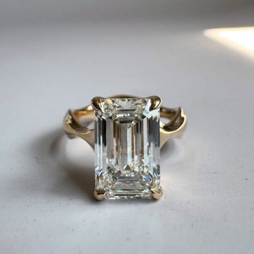 5.10 TCW Classic Moissanite Emerald Cut Diamond Solitaire Ring with Sculpted Prong Setting For Her