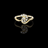 Floral Moissanite Diamond Cluster Ring with Bypass Band