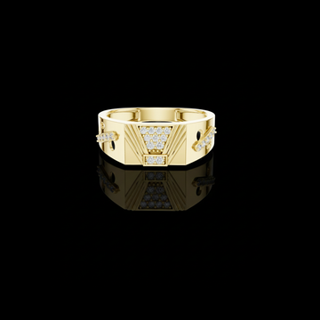0.18 TCW Luxurious Round Moissanite Diamond Geometric Design with Pave Stones Modern Statement Ring
