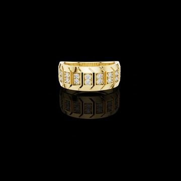 0.32 TCW Classic Geometric Panel Design with Multi Row Pave Set Moissanite Diamond Statement Wedding Ring