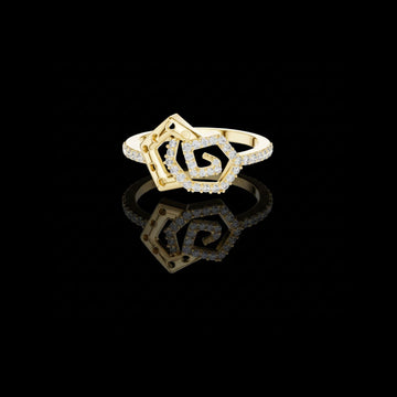 0.26 TCW Desire Lab Grown Round Cut Hexagon Style Ring with Geometric Spiral Design