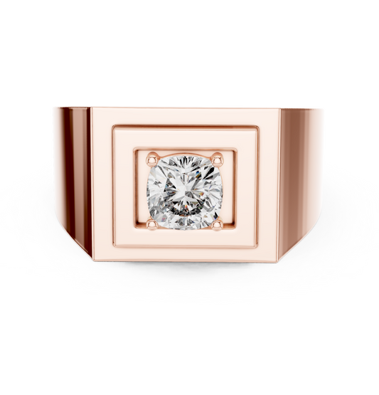 Cushion Cut Lab Grown Diamond Men's Square Signet Ring