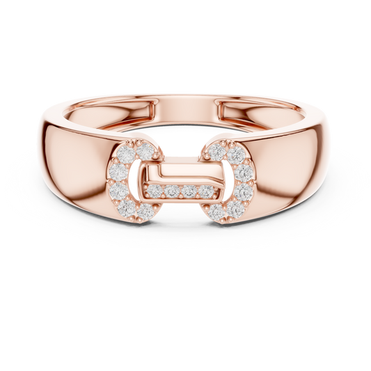 Round Cut Moissanite Diamond Men's Equestrian Openwork Link Wedding Band
