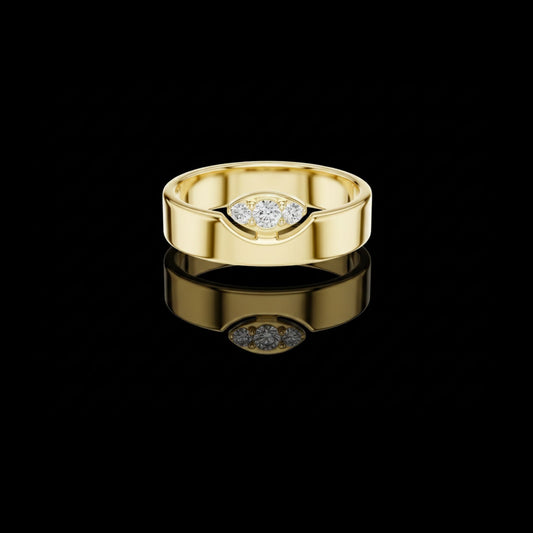 Round Cut Lab Grown Diamond Men's Unique Geometric Anniversary Ring
