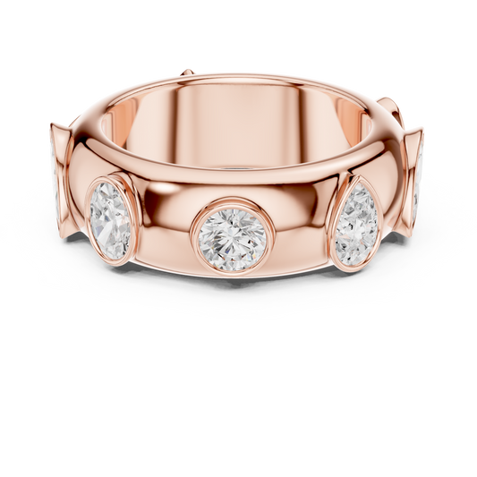 Multi Shape Cut Moissanite Diamond Men's Flush Bezel Cigar Band