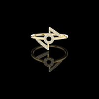 0.11 TCW Contemporary Geometric Lab Grown Diamond Ring with Open Circle and Pave Accents